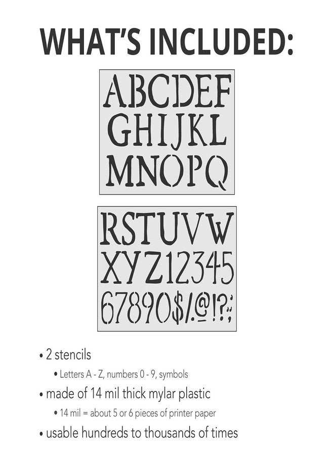 Stencil Stop Rustic Letters and Numbers Stencil Kit for Painting & Tracing, All Letters - 14 Mil Mylar Plastic (Alphabet Stencil Kit for Painting & Tracing) - Image 2